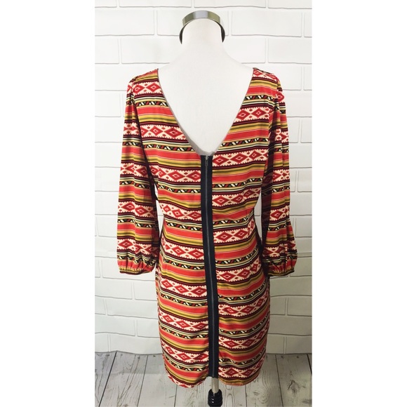 Addie Aztec Striped Long Sleeve Lined Dress - Picture 4 of 6